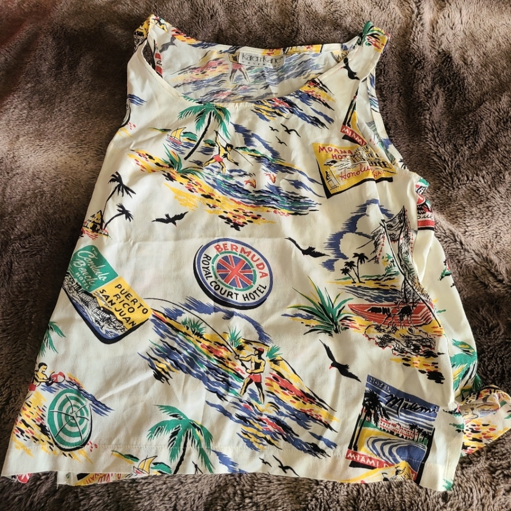 Karen Kane vintage women's tropical printed tank top Size 8